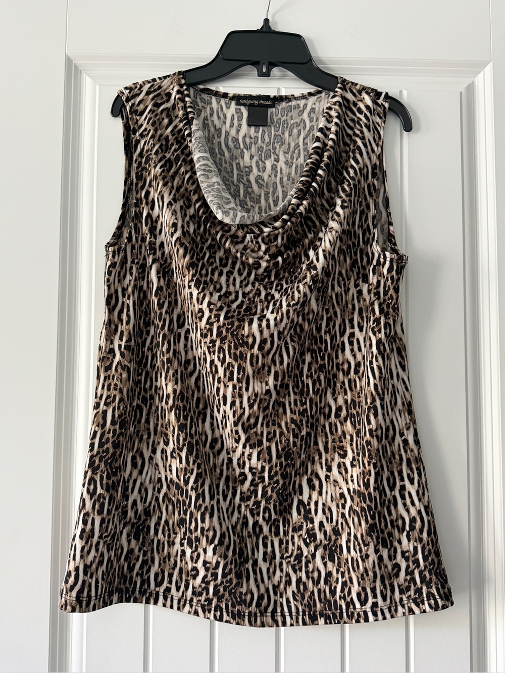 Intriguing Threads Animal Print Cowl Neck Top Size Large